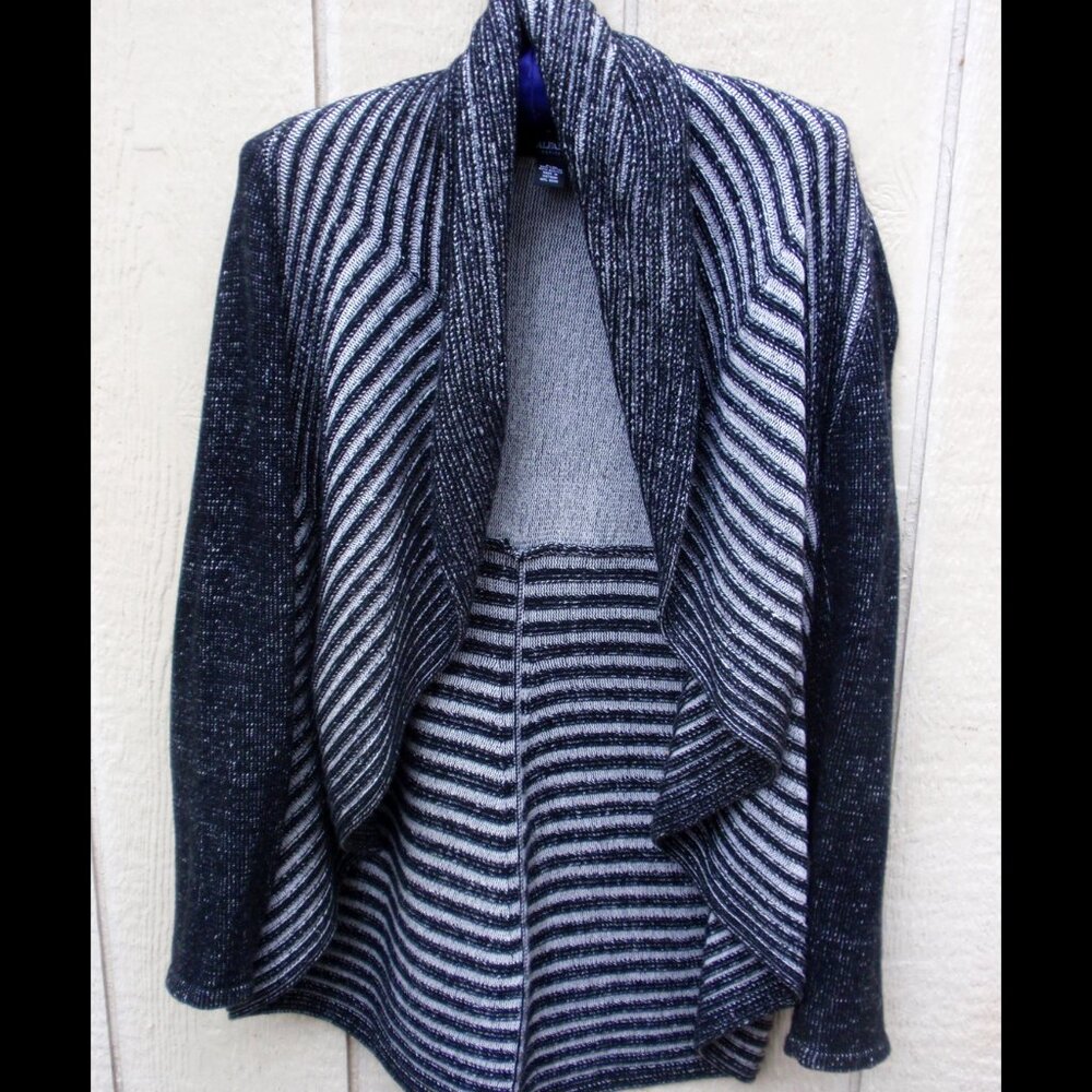 Alfani Gray Blue Shawl Sweater PM